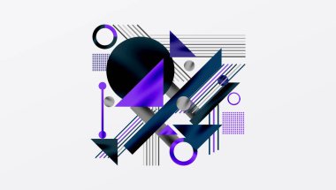 Keskin çizgiler, zıt renkler ve minimalist şekiller gösteren geometrik arkaplan