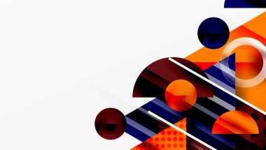 Üstüste binen Şeffaf Üçgenler ve Çemberlerle Modern Soyut Tasarım