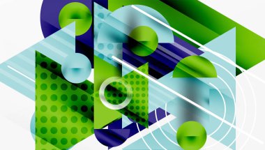 Üstüste binen Şeffaf Üçgenler ve Çemberlerle Modern Soyut Tasarım