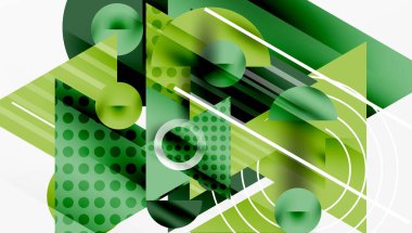 Üstüste binen Şeffaf Üçgenler ve Çemberlerle Modern Soyut Tasarım