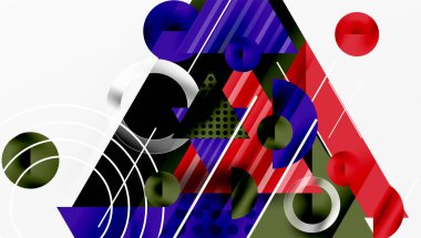 Üstüste binen Şeffaf Üçgenler ve Çemberlerle Modern Soyut Tasarım