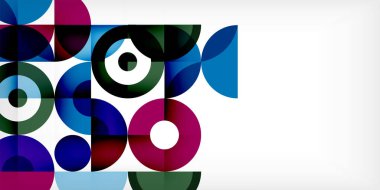 Minimum geometrik soyut arkaplan. Çember kare ve üçgen tasarım. Duvar kağıdı, afiş, arkaplan veya iniş için moda tekno iş şablonu