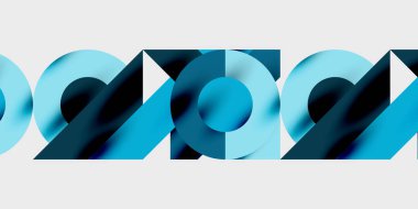 Dinamik geometrik bir kompozisyonda daireler, çizgiler ve üçgenler içeren modern soyut bir arkaplan. Tarz, teknoloji veya yaratıcı temalı tasarımlar için mükemmel.