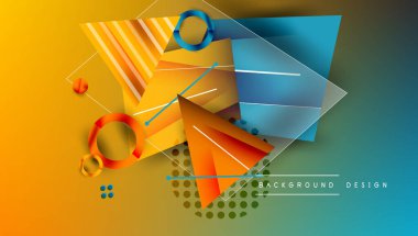 Soyut arkaplan - üst üste binen daireler, dikdörtgenler, ve yüksek eğimli üçgenler. Yarı saydam şekiller derinlik ve denge yaratır