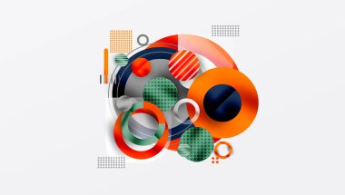 Üstüste binen Şeffaf Geometrik Şekillerle Soyut Çember Tasarımı