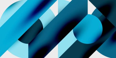 Dinamik geometrik bir kompozisyonda daireler, çizgiler ve üçgenler içeren modern soyut bir arkaplan. Tarz, teknoloji veya yaratıcı temalı tasarımlar için mükemmel.