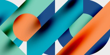 Dairelerin, yarım dairelerin ve parlak efektli ve düzgün eğimli üçgenlerin detaylı bileşimi. Yaratıcı ve teknolojiden ilham alan projeler için parlak ve modern bir vektör tasarımı