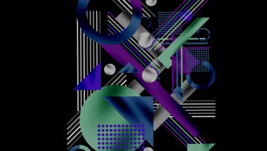 Keskin çizgiler, zıt renkler ve minimalist şekiller gösteren geometrik arkaplan