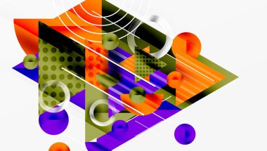 Üstüste binen Şeffaf Üçgenler ve Çemberlerle Modern Soyut Tasarım