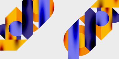 Dairelerin, yarım dairelerin ve parlak efektli ve düzgün eğimli üçgenlerin detaylı bileşimi. Yaratıcı ve teknolojiden ilham alan projeler için parlak ve modern bir vektör tasarımı