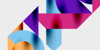 Dinamik geometrik bir kompozisyonda daireler, çizgiler ve üçgenler içeren modern soyut bir arkaplan. Tarz, teknoloji veya yaratıcı temalı tasarımlar için mükemmel.