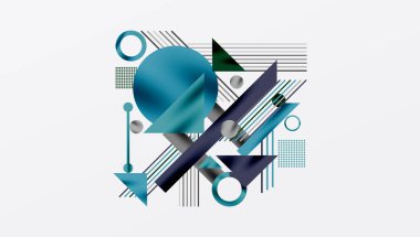 Çemberler, üçgenler, kareler, halkalar ve çizgiler gölge etkisiyle