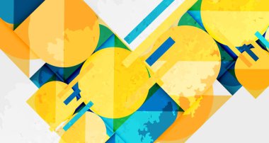 Çemberler, kareler ve çizgilerle geometrik arkaplandaki tahıllı leke dokusu. Duvar Kağıdı, Sancak, Arkaplan, Kart, Kitap İllüstrasyonu, İniş Sayfası