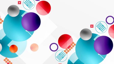 Minimalist soyut vektör tasarımı, katmanlı geometrik şekiller daireler, kareler ve yumuşak pastel eğimli üçgenler ve yarı şeffaf efektler. Çağdaş kullanım için mükemmel