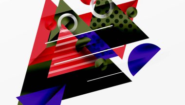 Üstüste binen Şeffaf Üçgenler ve Çemberlerle Modern Soyut Tasarım