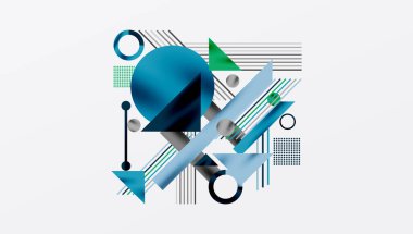 Çemberler, üçgenler, kareler, halkalar ve çizgiler gölge etkisiyle