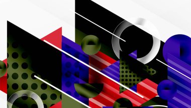 Üstüste binen Şeffaf Üçgenler ve Çemberlerle Modern Soyut Tasarım