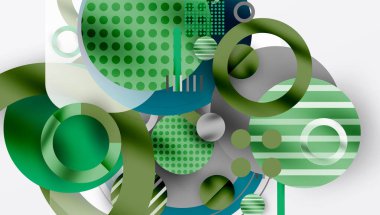 Üstüste binen Şeffaf Geometrik Şekillerle Soyut Çember Tasarımı