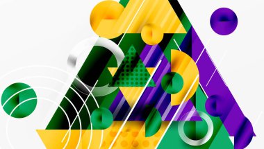 Üstüste binen Şeffaf Üçgenler ve Çemberlerle Modern Soyut Tasarım