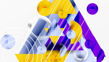 Modern geometrik arkaplan - düzgün eğimli ve yarı şeffaf üçgenler üst üste biniyor