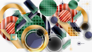 Dairesel ve üçgenli karmaşık geometrik arkaplan