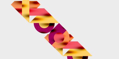 Dinamik geometrik bir kompozisyonda daireler, çizgiler ve üçgenler içeren modern soyut bir arkaplan. Tarz, teknoloji veya yaratıcı temalı tasarımlar için mükemmel.