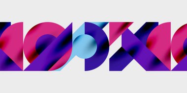 Dairelerin, yarım dairelerin ve parlak efektli ve düzgün eğimli üçgenlerin detaylı bileşimi. Yaratıcı ve teknolojiden ilham alan projeler için parlak ve modern bir vektör tasarımı