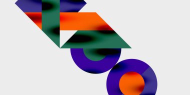 Dinamik geometrik bir kompozisyonda daireler, çizgiler ve üçgenler içeren modern soyut bir arkaplan. Tarz, teknoloji veya yaratıcı temalı tasarımlar için mükemmel.