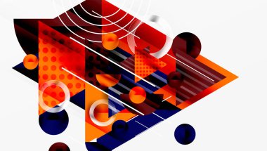 Üstüste binen Şeffaf Üçgenler ve Çemberlerle Modern Soyut Tasarım