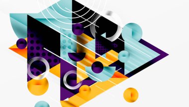 Parlak soyut arkaplan - parlak eğim tonlarıyla katmanlı üçgenler. Yarı şeffaf şekiller derinlik ve çağdaş estetik ekler