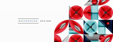 Keskin açılı dinamik geometrik bileşim, dairesel biçimler ve eğim renkleri