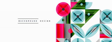 Keskin açılı dinamik geometrik bileşim, dairesel biçimler ve eğim renkleri