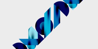 Dairelerin, yarım dairelerin ve parlak efektli ve düzgün eğimli üçgenlerin detaylı bileşimi. Yaratıcı ve teknolojiden ilham alan projeler için parlak ve modern bir vektör tasarımı