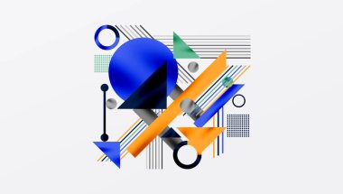 Çemberler, üçgenler, kareler, halkalar ve çizgiler gölge etkisiyle