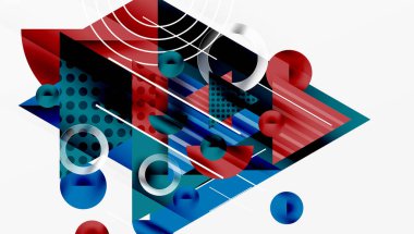 Üstüste binen Şeffaf Üçgenler ve Çemberlerle Modern Soyut Tasarım