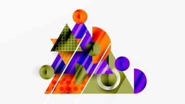 Üstüste binen Şeffaf Üçgenler ve Çemberlerle Modern Soyut Tasarım