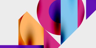 Dinamik geometrik bir kompozisyonda daireler, çizgiler ve üçgenler içeren modern soyut bir arkaplan. Tarz, teknoloji veya yaratıcı temalı tasarımlar için mükemmel.