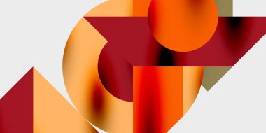 Dairelerin, yarım dairelerin ve parlak efektli ve düzgün eğimli üçgenlerin detaylı bileşimi. Yaratıcı ve teknolojiden ilham alan projeler için parlak ve modern bir vektör tasarımı