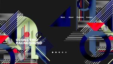 Keskin çizgiler, zıt renkler ve minimalist şekiller gösteren geometrik arkaplan