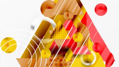 Parlak soyut arkaplan - parlak eğim tonlarıyla katmanlı üçgenler. Yarı şeffaf şekiller derinlik ve çağdaş estetik ekler