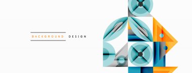 Kesişen şekiller, daireler, üçgenler ve gradyanlar ile geometrik soyut bileşim, canlı renkleri ve dinamik karşıtlıkları harmanlayarak modern, geleceksel bir görsel tasarım yaratmak için