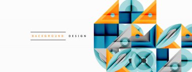 Kesişen şekiller, daireler, üçgenler ve gradyanlar ile geometrik soyut bileşim, canlı renkleri ve dinamik karşıtlıkları harmanlayarak modern, geleceksel bir görsel tasarım yaratmak için