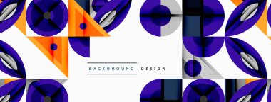 Keskin açılı dinamik geometrik bileşim, dairesel biçimler ve eğim renkleri