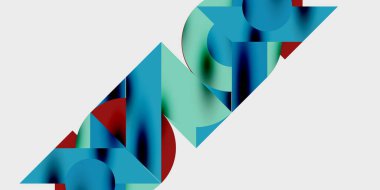 Dinamik geometrik bir kompozisyonda daireler, çizgiler ve üçgenler içeren modern soyut bir arkaplan. Tarz, teknoloji veya yaratıcı temalı tasarımlar için mükemmel.