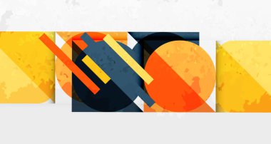 Kareler, daireler, üçgenler ve kumlu, gürültülü doku. Duvar Kağıdı, Sancak, Arkaplan, Kart, Kitap İllüstrasyonu, İniş Sayfası