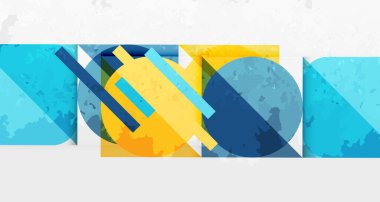 Çemberler, kareler ve çizgilerle geometrik arkaplandaki tahıllı leke dokusu. Duvar Kağıdı, Sancak, Arkaplan, Kart, Kitap İllüstrasyonu, İniş Sayfası