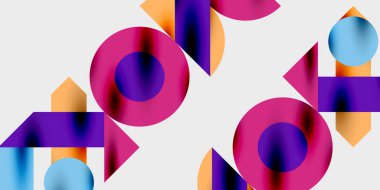 Dinamik geometrik bir kompozisyonda daireler, çizgiler ve üçgenler içeren modern soyut bir arkaplan. Tarz, teknoloji veya yaratıcı temalı tasarımlar için mükemmel.