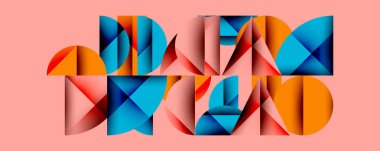 Çemberler ve üçgenlerin kesiştiği soyut geometrik desen. Yüksek kontrastlı kompozisyon derinlik yaratır ve dinamik, modern estetik