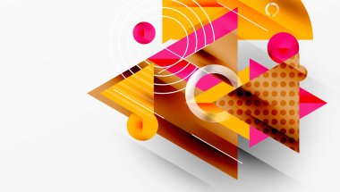 Üstüste binen Şeffaf Üçgenler ve Çemberlerle Modern Soyut Tasarım