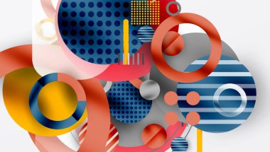 Üstüste binen Şeffaf Geometrik Şekillerle Soyut Çember Tasarımı